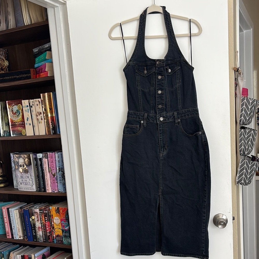 Universal Thread Dark Blue Denim Backless Dress